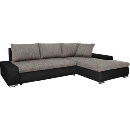 Ecksofa mit Schlaffunktion TEO grau+schwarz rechts