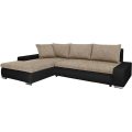 Ecksofa mit Schlaffunktion TEO hellbraun+schwarz links