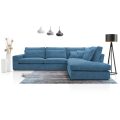 Ecksofa ohne Schlaffunktion PARMA blau Lincoln 75 rechts