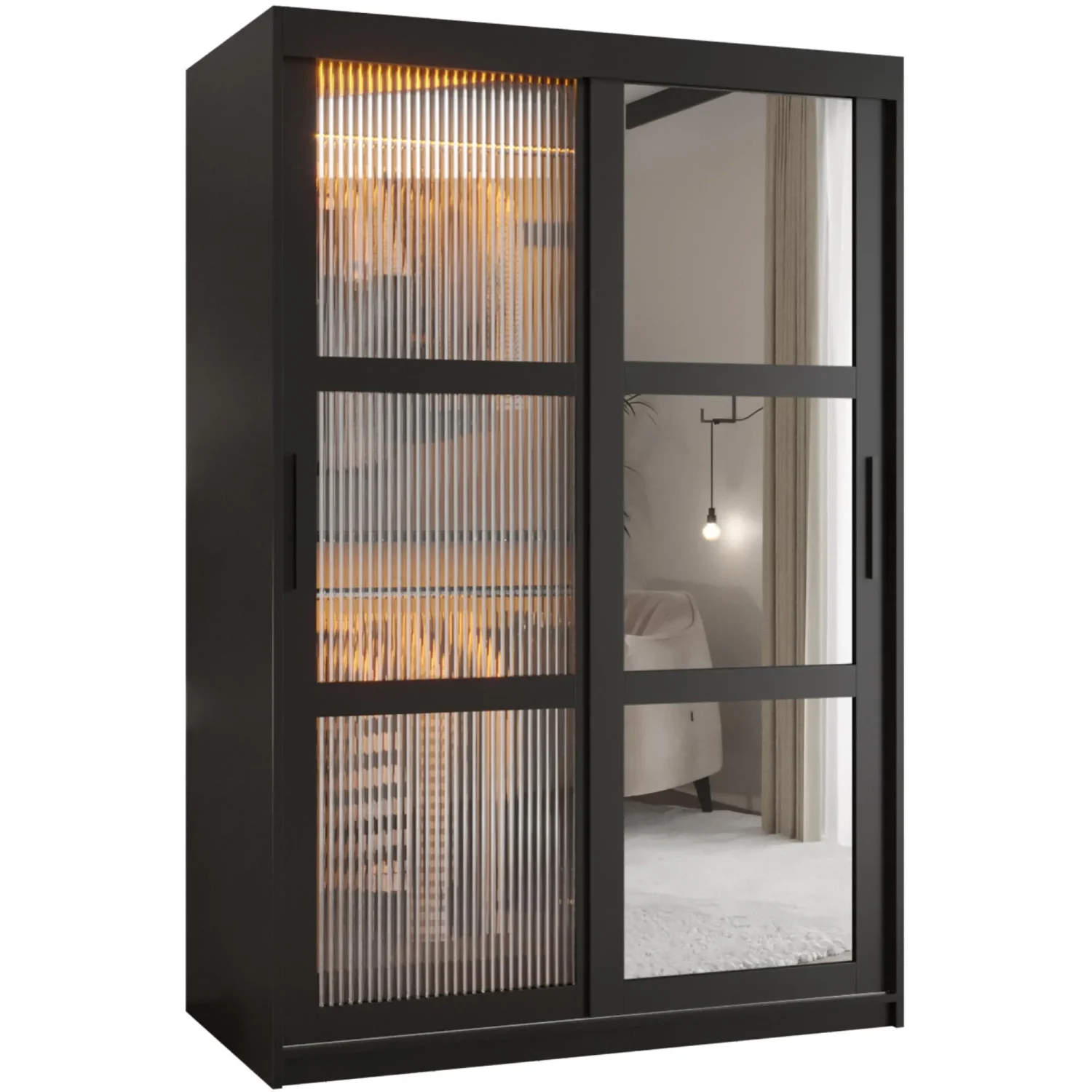 Schiebetürenschrank FLORES II 120 cm schwarz