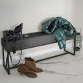 Polsterbank mit Metallbeinen ACHEN 80 cm Schwarz