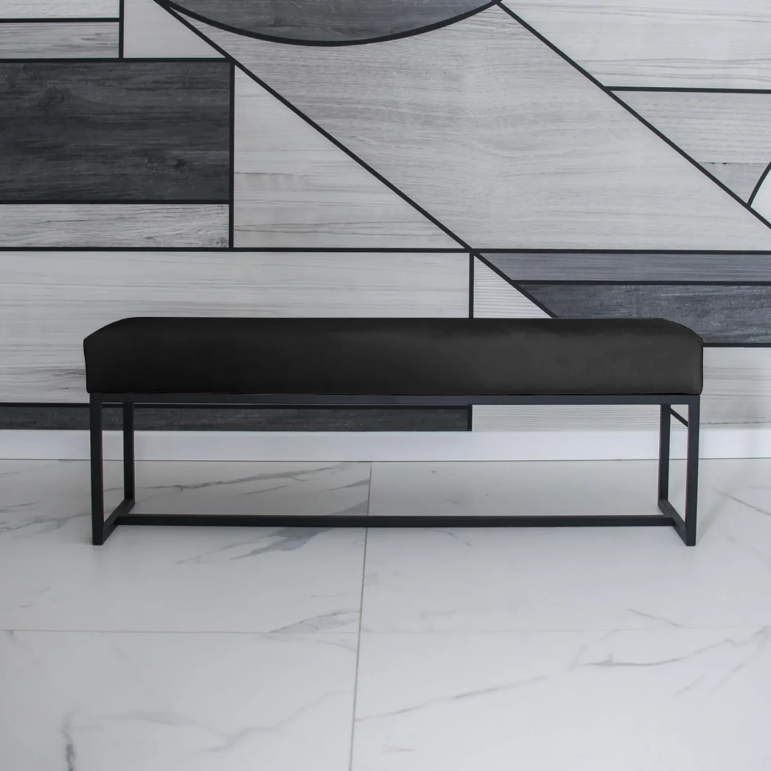 Polsterbank mit Metallbeinen ACHEN 80 cm Schwarz