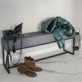 Polsterbank mit Schwarz Metallbeinen ACHEN 80 cm Grau