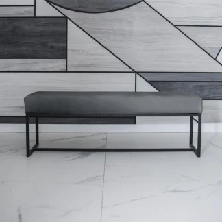 Polsterbank mit Schwarz Metallbeinen ACHEN 80 cm Grau