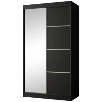 Schiebetürenschrank mit Spiegel PACO 120 cm Schwarz