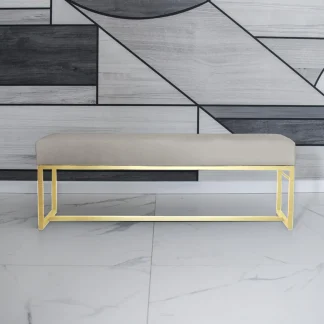 Polsterbank mit Goldene Metallbeinen ACHEN 110 cm Beige