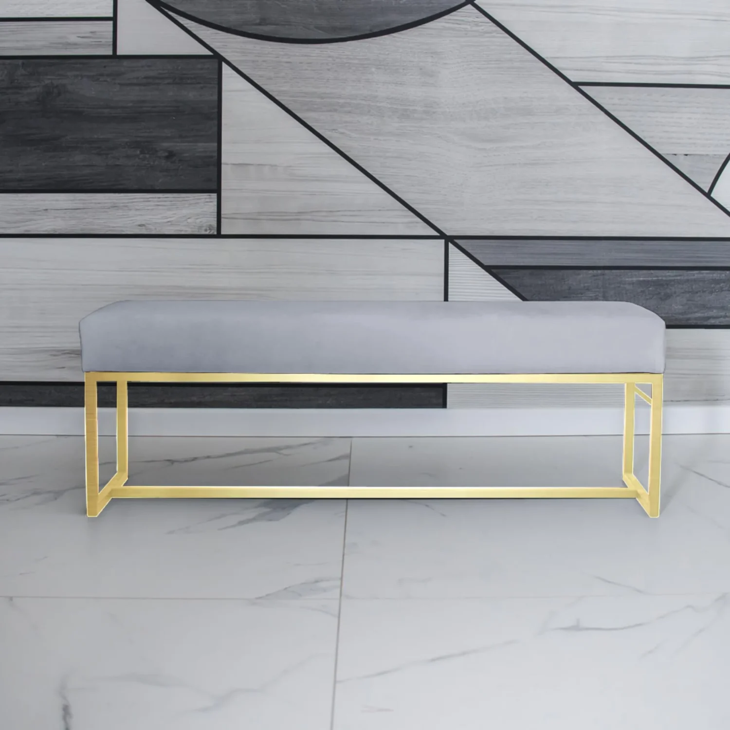 Polsterbank mit Metallbeinen ACHEN 90 cm hellgrau