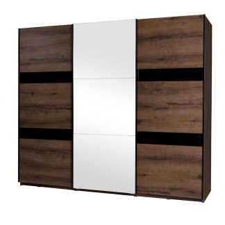 Schiebetürenschrank 3 Türen mit Spiegel und Schubladen DEVON