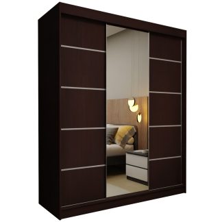 Schiebetürenschrank mit Spiegel MARIKA 180 cm Eiche Wenge