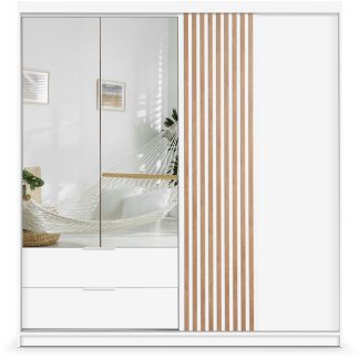 Drehtürenschrank mit Spiegel und 2 Schubladen MADERO