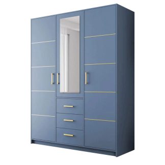 Drehtürenschrank mit Spiegel BALID D3 150 cm Blau