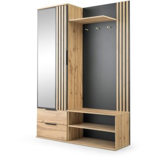 Garderobenschrank mit Spiegel und 2 Schubladen LUNO