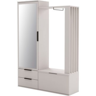 Garderobenschrank mit Spiegel und 2 Schubladen LORENZO